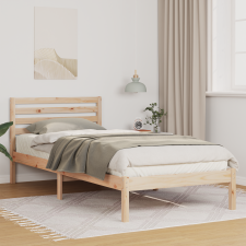 vidaXL Ágykeret fejtámlával Barna 90 x 210 cm Tömör fenyőfa ágy és ágykellék
