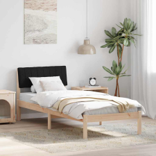 vidaXL Ágykeret fejtámlával Barna és fekete 75 x 190 cm Tömör fenyőfa ágy és ágykellék