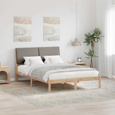 vidaXL Ágykeret fejtámlával Barna és taupe 140 x 190 cm Tömör fenyőfa ágy és ágykellék