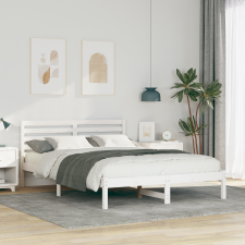 vidaXL Ágykeret fejtámlával Fehér 140 x 220 cm Tömör fenyőfa ágy és ágykellék