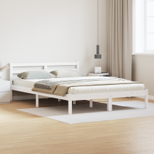 vidaXL Ágykeret Fejtámlával Fehér 140x220 cm Tömör Fenyő ágy és ágykellék
