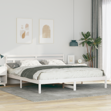 vidaXL Ágykeret fejtámlával Fehér 180 x 200 cm Tömör fenyőfa ágy és ágykellék