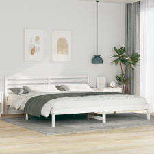 vidaXL Ágykeret fejtámlával Fehér 200 x 210 cm Tömör fenyőfa ágy és ágykellék