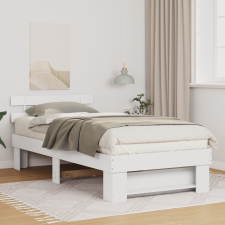 vidaXL Ágykeret fejtámlával Fehér 75 x 190 cm Tömör fenyőfa ágy és ágykellék