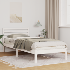 vidaXL Ágykeret fejtámlával Fehér 80 x 220 cm Tömör fenyőfa ágy és ágykellék