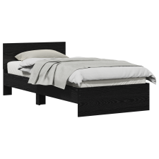 vidaXL ágykeret fejtámlával Fekete Tölgy 90x200 cm Műanyag (871656) ágy és ágykellék