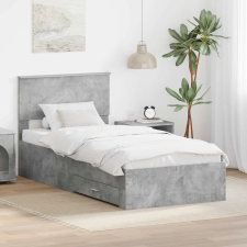 vidaXL Ágykeret fejtámlával fiókkal Beton Szürke 90 x 190 cm Faanyag ágy és ágykellék