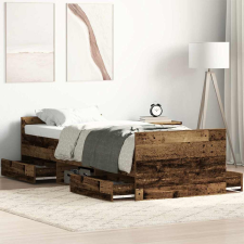 vidaXL Ágykeret fejtámlával fiókkal Régi fa 75 x 190 cm Faanyag ágy és ágykellék
