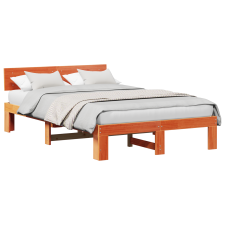 vidaXL ágykeret fejtámlával gyanta barna 120x190 cm tömör fenyőfa (872664) ágy és ágykellék