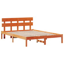 vidaXL Ágykeret fejtámlával Gyantázott Barna 160x200 cm Tömör fa fenyő (872157) ágy és ágykellék