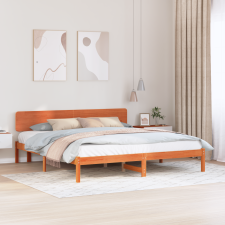 vidaXL Ágykeret fejtámlával Gyantázott barna 180x200 cm Tömör fenyőfa ágy és ágykellék