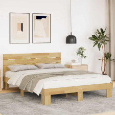vidaXL ágykeret fejtámlával matrac nélkül 160x200 cm tömör fa tölgyfa ágy és ágykellék