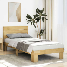 vidaXL ágykeret fejtámlával matrac nélkül 75x190 cm tömör fa tölgyfa ágy és ágykellék