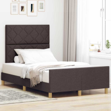 vidaXL Ágykeret fejtámlával sötétbarna 120 x 190 cm szövet ágy és ágykellék