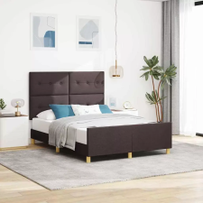  vidaXL Ágykeret fejtámlával sötétbarna 160 x 200 cm szövet ágy és ágykellék