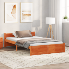 vidaXL Ágykeret fejtámlával Viaszbarna 120 x 200 cm Tömör fenyőfa ágy és ágykellék