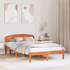 vidaXL Ágykeret Fejtámlával Viaszbarna 120x190 cm Tömör Fa Fenyő ágy és ágykellék