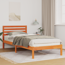 vidaXL Ágykeret fejtámlával Viaszbarna 80 x 210 cm Tömör fenyőfa ágy és ágykellék