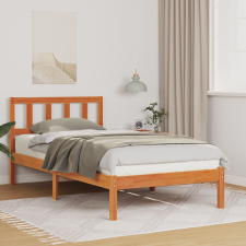 vidaXL Ágykeret fejtámlával Viaszbarna 90 x 200 cm Tömör fenyőfa ágy és ágykellék