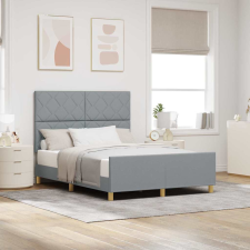 vidaXL Ágykeret fejtámlával Világosszürke 140 x 190 cm szövet ágy és ágykellék