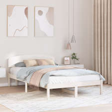 vidaXL Ágykeret Fejvéggel Fehér 120x190 cm Tömör Fa Fenyő ágy és ágykellék