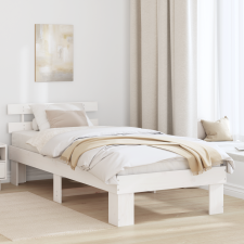 vidaXL Ágykeret Fejvéggel Fehér 90x200 cm Tömör Fa Fenyő ágy és ágykellék