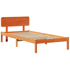 vidaXL Ágykeret Fejvéggel Gyantázott Barna 90x190 cm Tömör Fenyőfa (872130) ágy és ágykellék