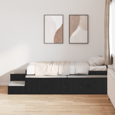vidaXL Ágykeret Fekete Tölgy 90x200 cm ágy és ágykellék