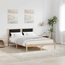 vidaXL Ágykeret Kárpitozott Fejtámlával Fekete 140 x 200 cm ágy és ágykellék