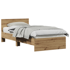 vidaXL Ágykeret Kézműves Tölgy 90x190 cm Műanyag Fa (871658) ágy és ágykellék