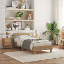 vidaXL Ágykeret LED világítással, Artisan tölgy, 90x190 cm, MDF ágy és ágykellék