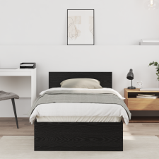 vidaXL Ágykeret matrac fejtámlával Fekete Tölgy 75x190 cm ágy és ágykellék