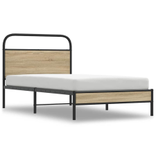 vidaXL ágykeret matrac nélkül 100x190 cm füstölt tölgy fűrészelt fa (4100350) ágy és ágykellék
