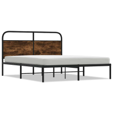 vidaXL ágykeret matrac nélkül 120x200 cm füstölt tölgy fűrészelt fa (4100207) ágy és ágykellék
