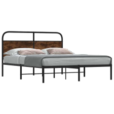 vidaXL ágykeret matrac nélkül 160x200 cm füstölt tölgy fűrészelt fa ágy és ágykellék