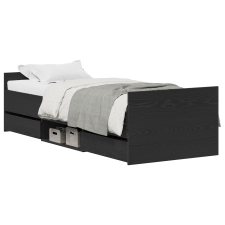 vidaXL Ágykeret matrac nélkül Fekete tölgy 75x190 cm Mérnöki fából (3329308) ágy és ágykellék
