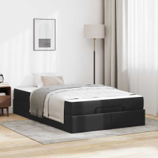 vidaXL Ágykeret matraccal Egyéb Fekete 120 x 190 cm Műbőr ágy és ágykellék