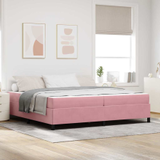 vidaXL Ágykeret matracmal Rózsaszín és fehér 200 x 200 cm Bársony ágy és ágykellék