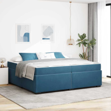 vidaXL Ágykeret matracmal Sötétkék 200 x 200 cm Bársony ágy és ágykellék