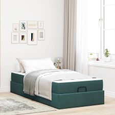 vidaXL Ágykeret matracmal tárolóval Sötétzöld 80 x 200 cm Bársony ágy és ágykellék