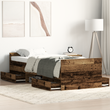vidaXL Ágykeret Mattress Nélkül Régi Fa 75x190 cm Mérnöki Fa ágy és ágykellék