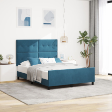 vidaXL Ágykeret Sötétkék 160x200 cm Bársony ágy és ágykellék