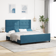 vidaXL Ágykeret Sötétkék 180x200 cm Bársony ágy és ágykellék