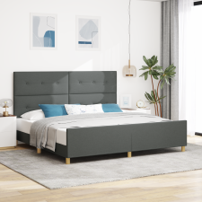 vidaXL Ágykeret Sötétszürke 200x200 cm Szövet ágy és ágykellék