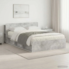 vidaXL Ágykeret tárolóval Betonszürke 140 x 200 cm Szerelt Fa ágy és ágykellék
