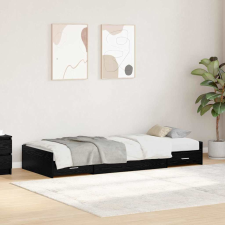 vidaXL Ágykeret tárolóval fejtámlával Fekete tölgy 75 x 190 cm Faanyag ágy és ágykellék