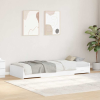 vidaXL Ágykeret tárolóval fejtámlával fiókkal Fehér 90 x 200 cm Faanyag