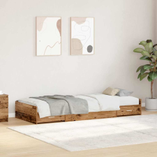 vidaXL Ágykeret tárolóval fejtámlával fiókkal Öreg fa 90 x 200 cm Faanyag ágy és ágykellék