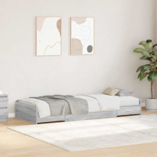 vidaXL Ágykeret tárolóval fejtámlával Szürke Sonoma 100 x 200 cm Faanyag ágy és ágykellék