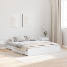 vidaXL Ágykeret tárolóval fiókkal fejtámlával tárolóval Fehér 135 x 190 cm Forgácslemez ágy és ágykellék